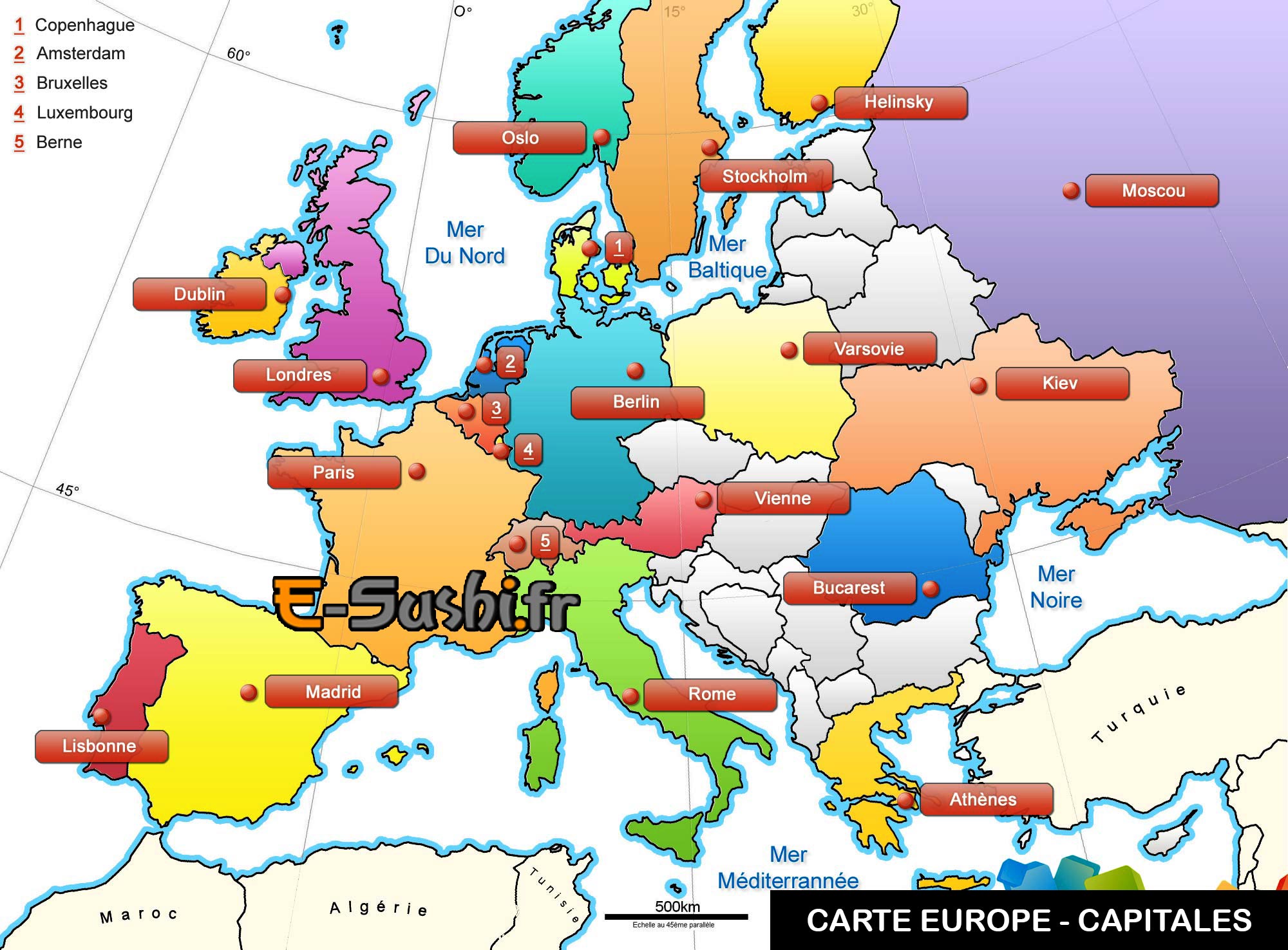 Carte Europe - Capitales