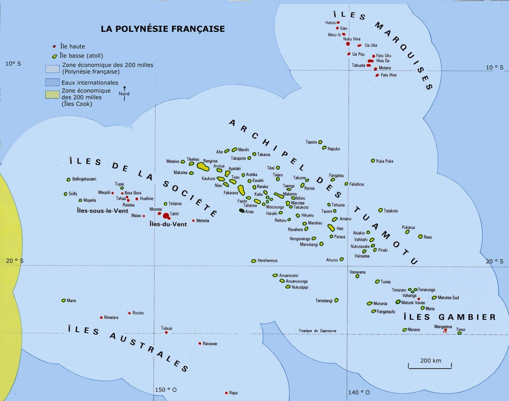 Polynésie française - Carte des îles et archipels