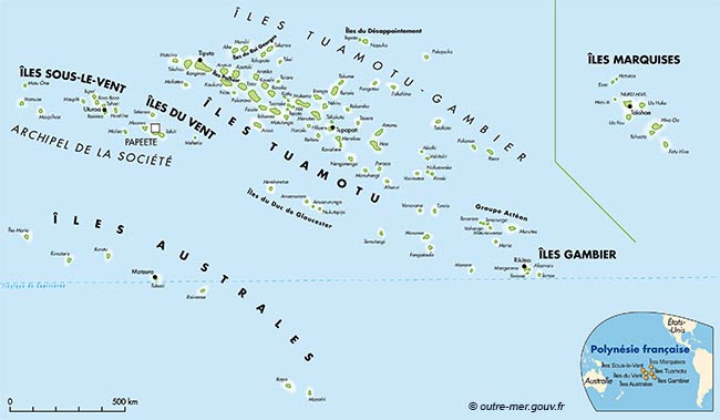 Polynésie française - Carte des îles