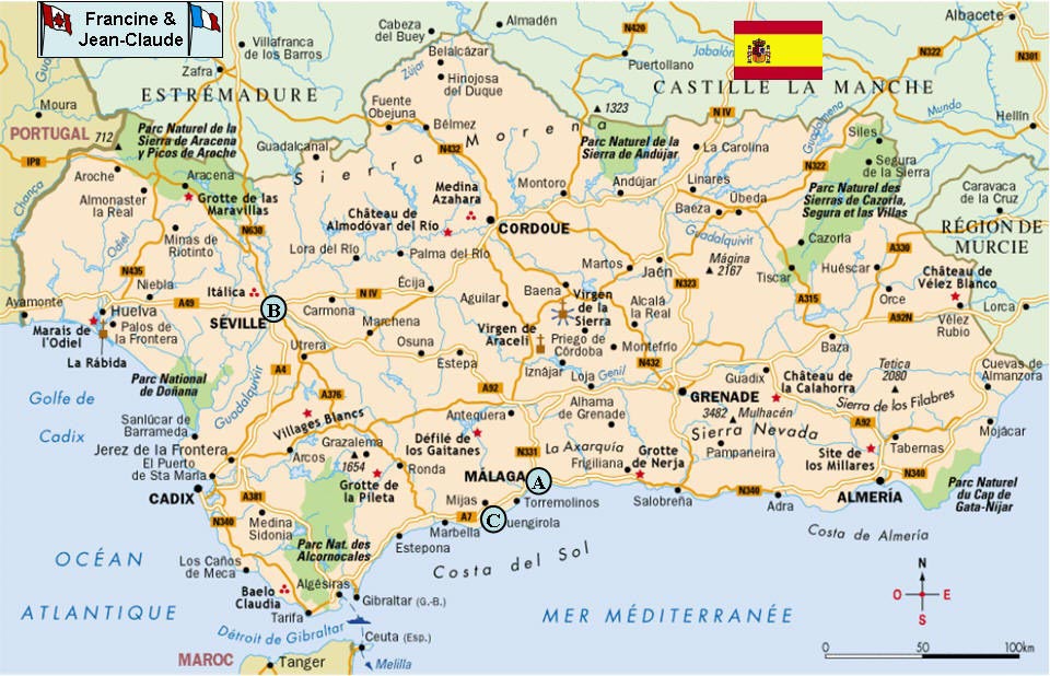 Carte Sud Andalousie Carte D taill e Andalousie Espagne EICQN