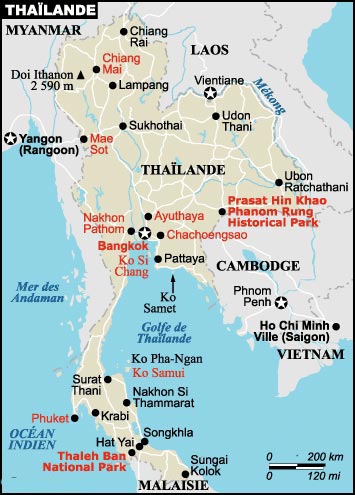 Guide voyage - Carte de Thailande du Sud