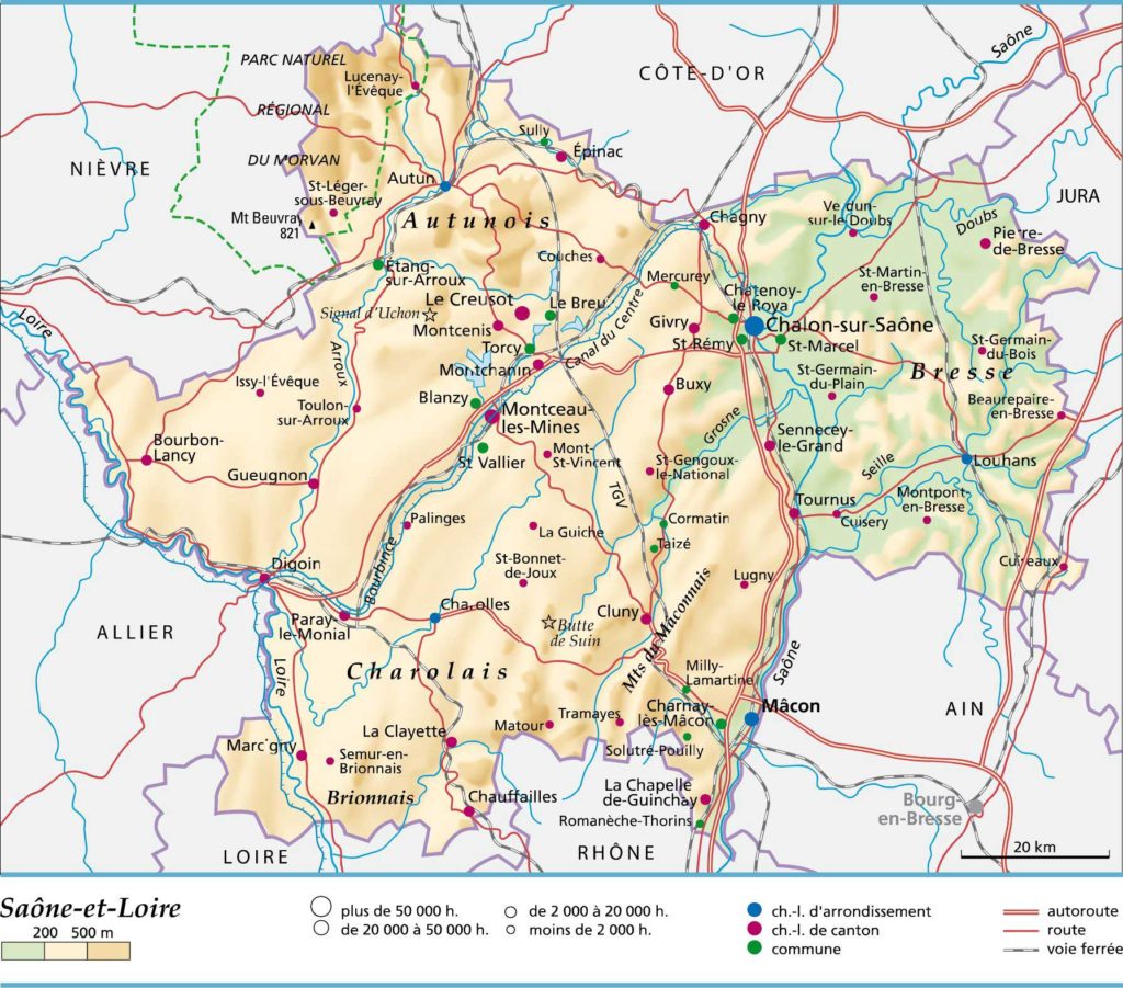 carte de la Saône-et-Loire
