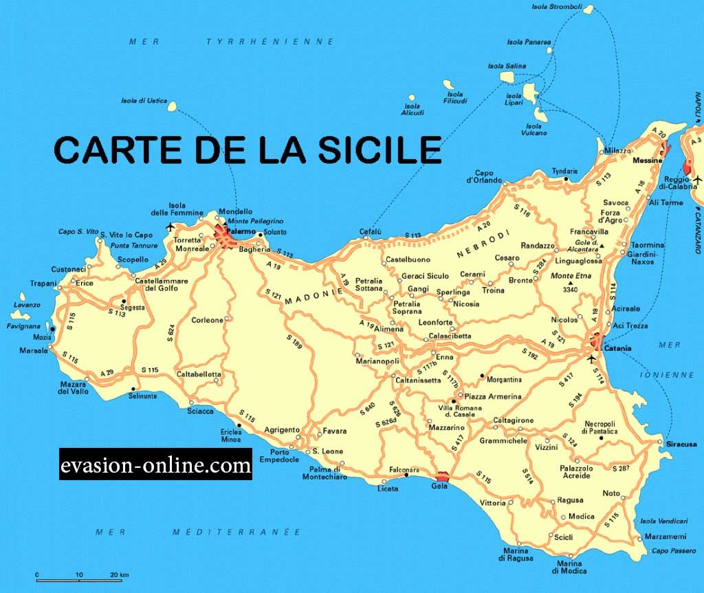 Carte de la Sicile