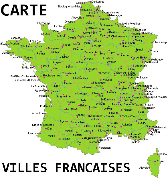 Carte villes françaises