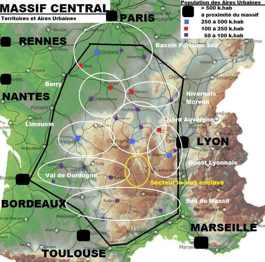 Massif Central Plateau On The Map Massif Central Territoires 