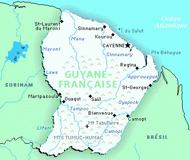 Carte de la Guyane
