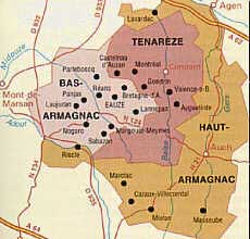 Carte de la région Armagnac