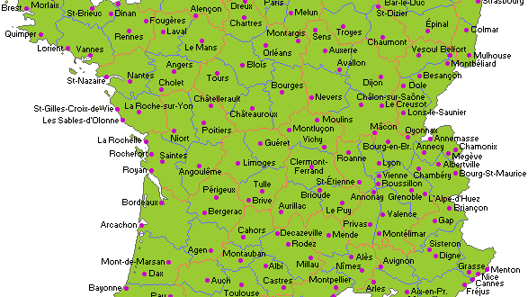 carte de france villes principales