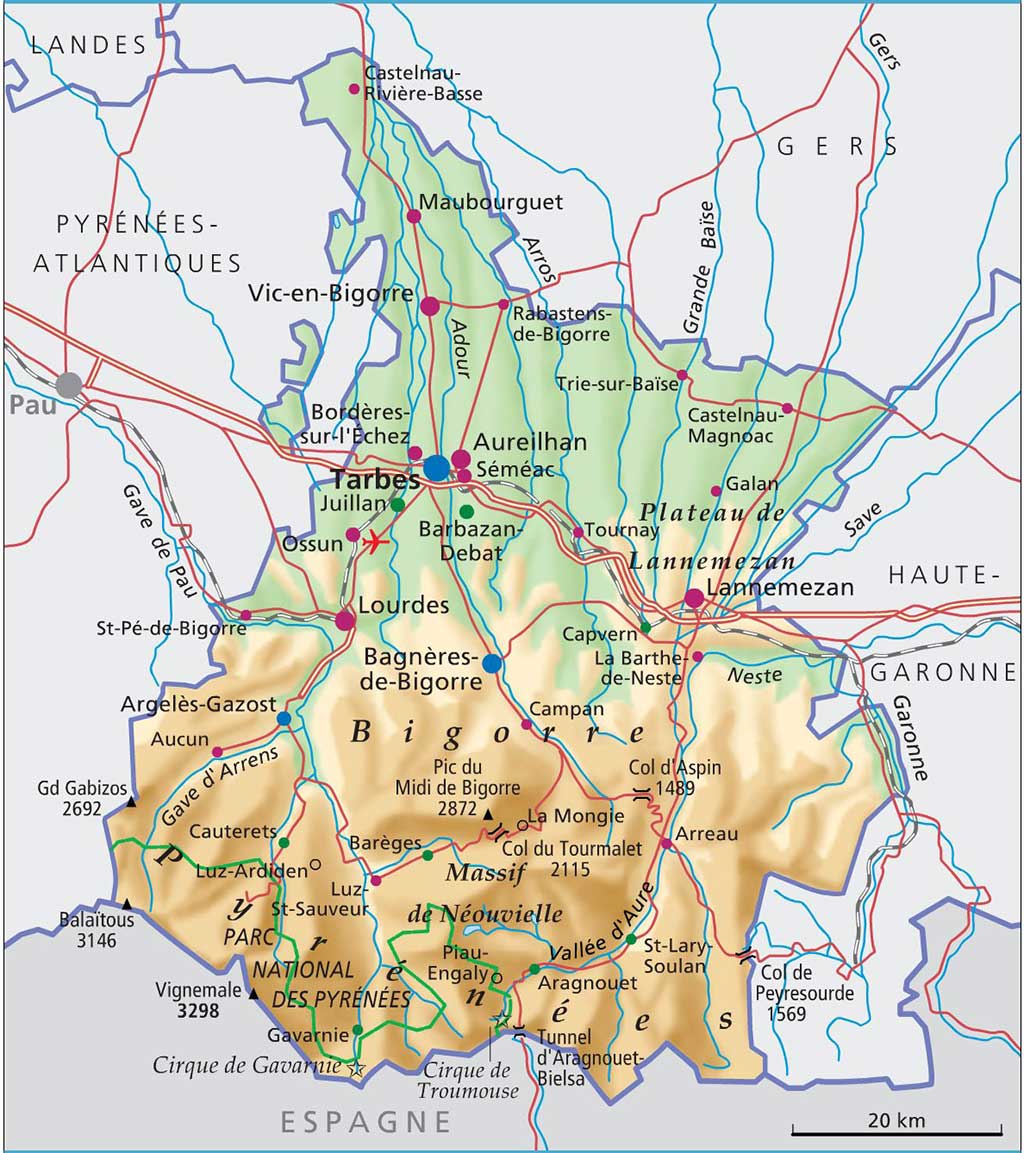 carte detaillee midi pyrenees