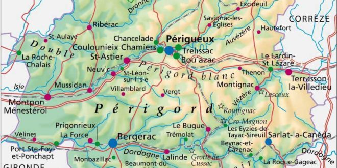 La Dordogne carte de France » Vacances - Arts- Guides Voyages