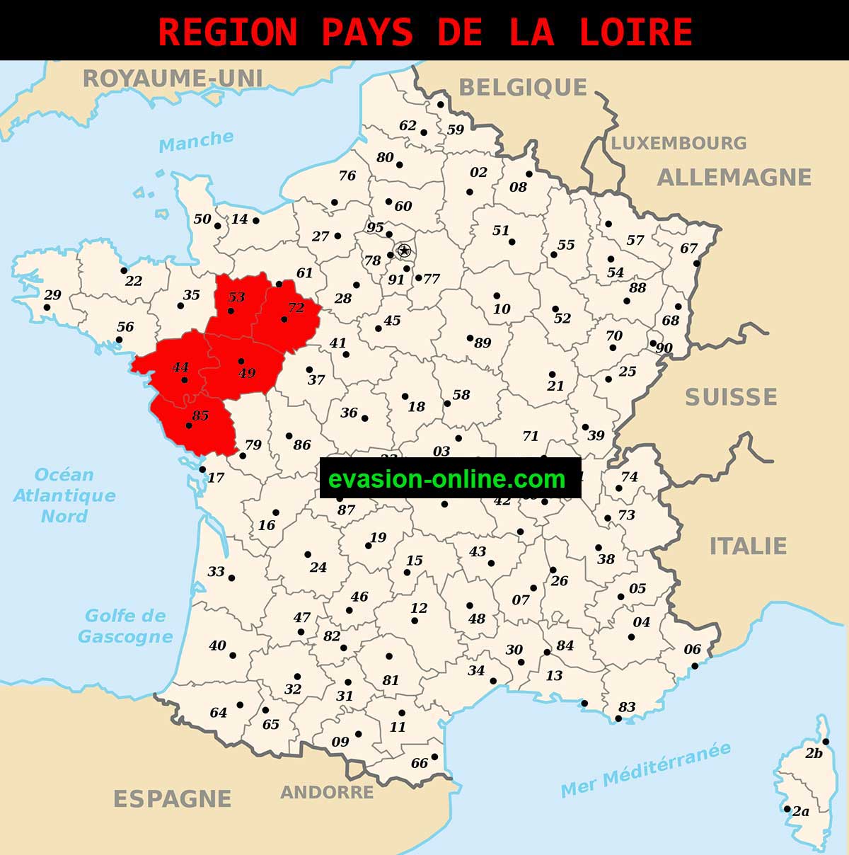 Carte Région Pays de la Loire » Vacances Arts Guides Voyages