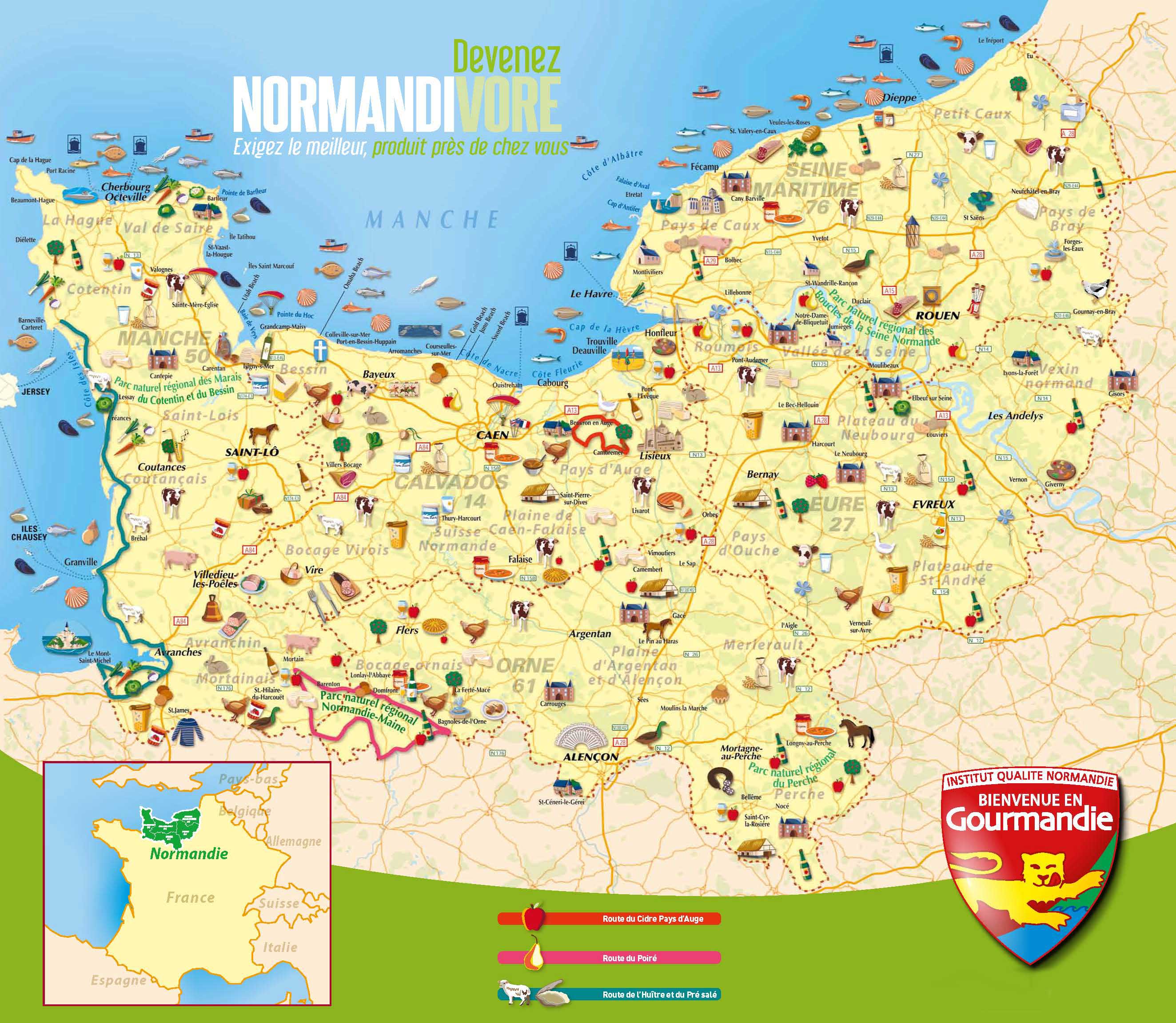 carte touristique de normandie