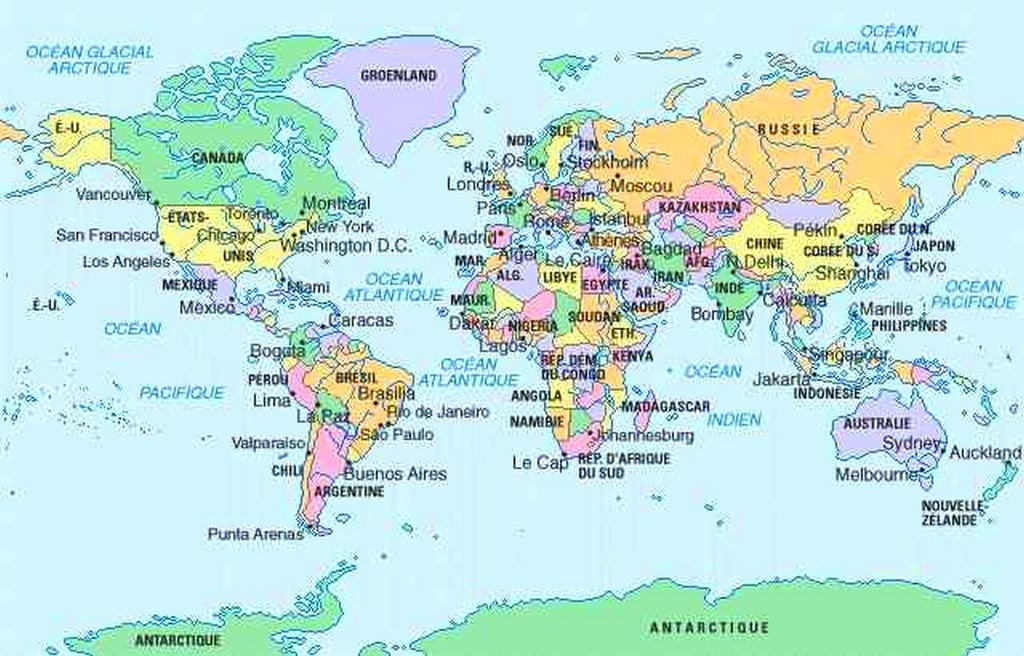 Carte du monde capitales