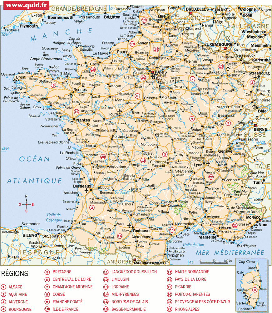 Carte De France D partements Villes Et R gions Voyage Carte Plan