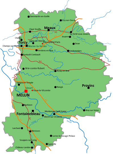 Carte Seine et Marne routière