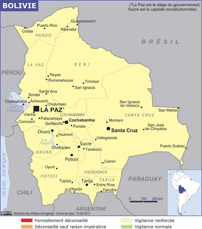 Carte géographique de la Bolivie