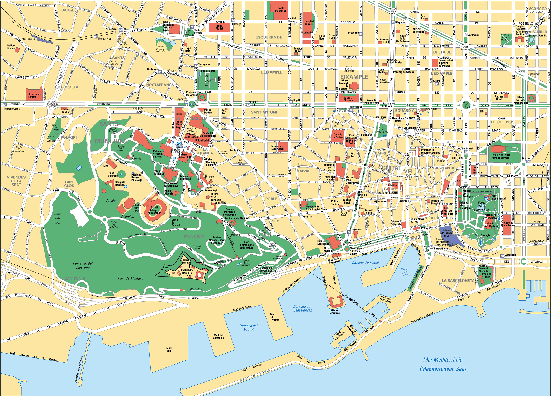 carte de Barcelone - plan des monuments