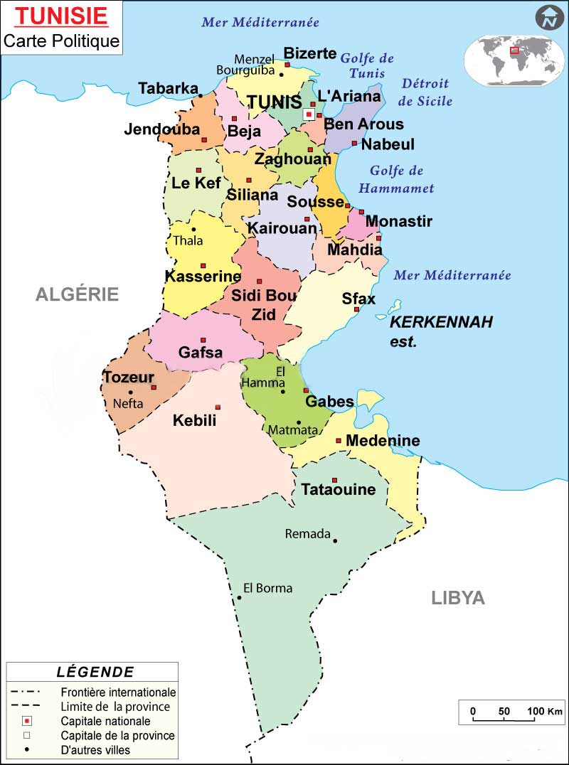 tunisie carte touristique