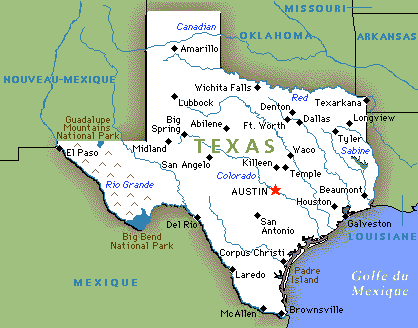 état du Texas - Carte