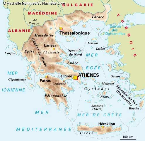 Carte géographique de la Grèce