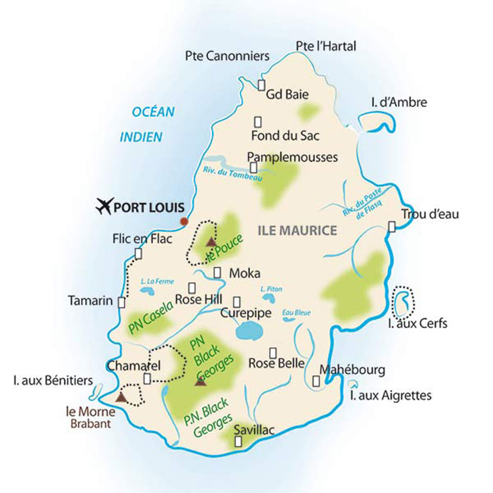 Carte Ile Maurice - circuit touristique