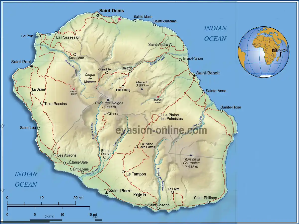La Réunion - Carte géographiqe