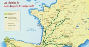Carte des chemins de Saint-Jacques de Compostelle