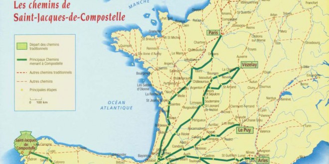 Carte des chemins de Saint-Jacques de Compostelle