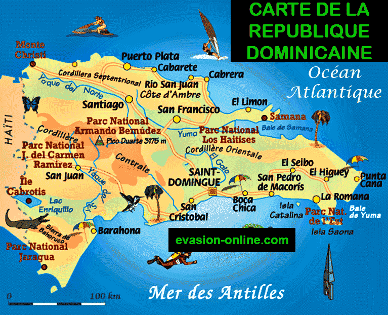 Carte de la République Dominicaine - Tourisme et  Gastronomie