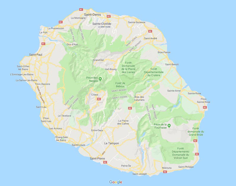 Carte île de la Réunion