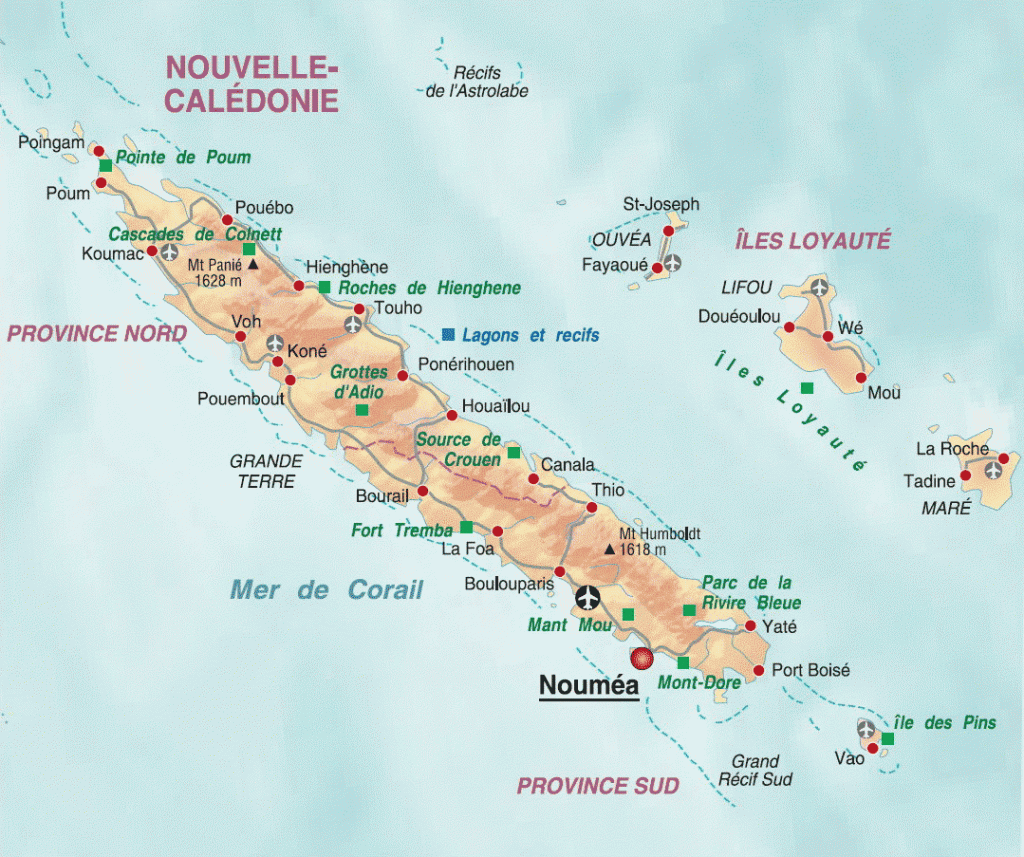 Carte de la Nouvelle Calédonie
