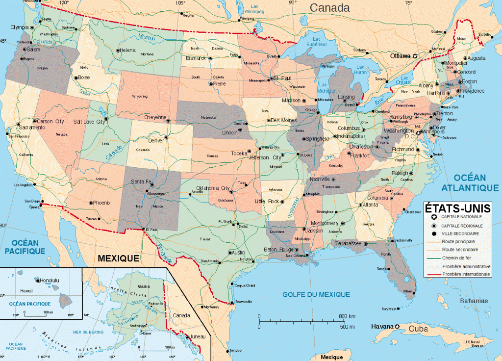Carte des Etats Unis