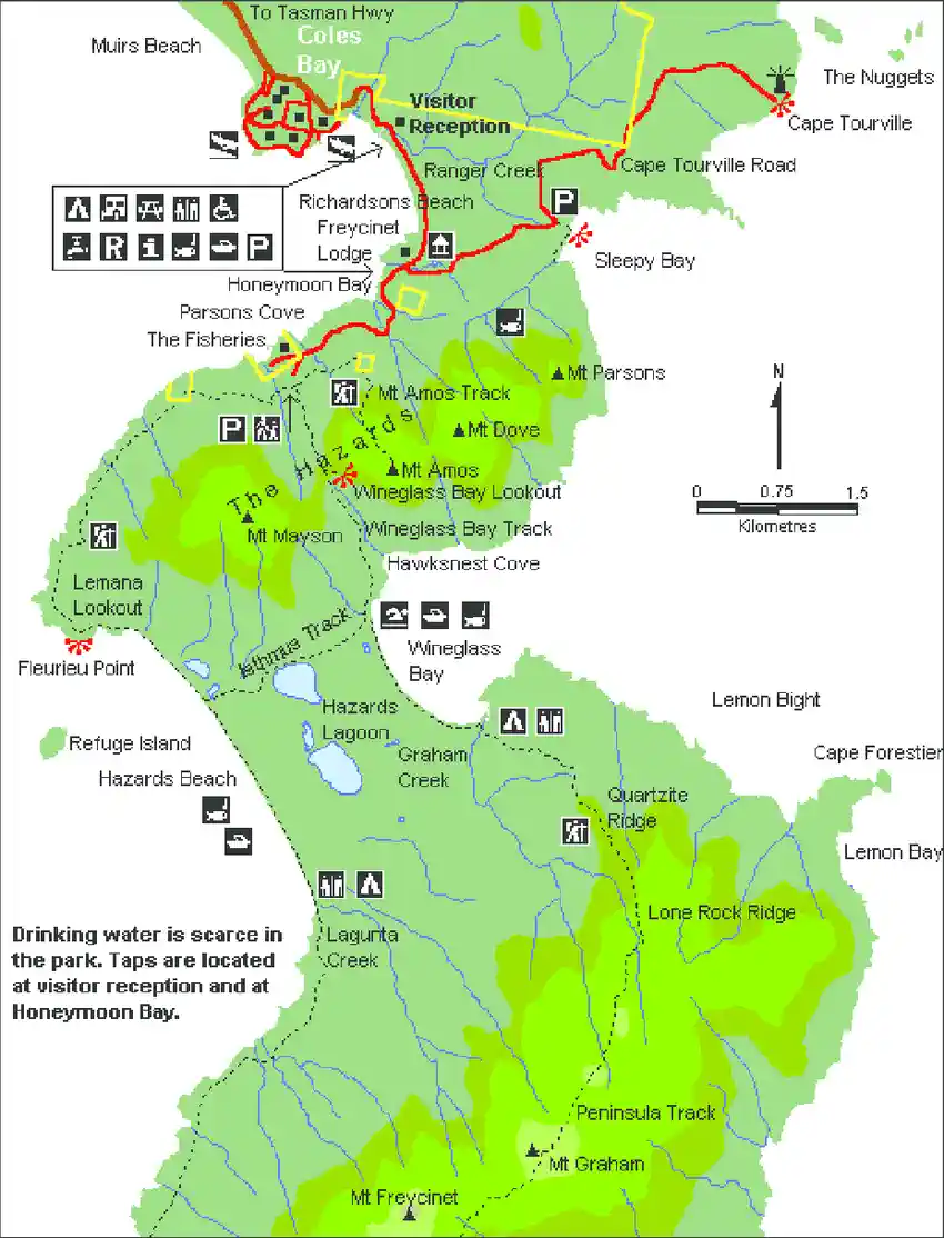 Carte du Parc Freycinet