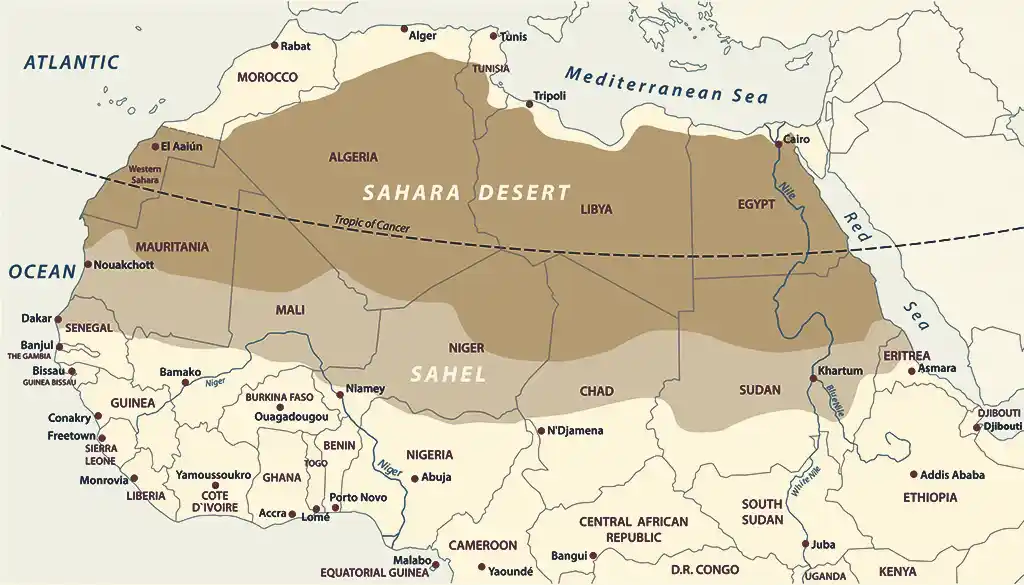 Carte du Sahara