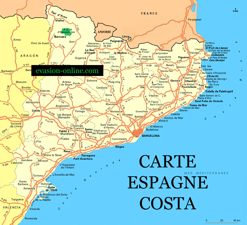 Carte Espagne-Costa détaillée
