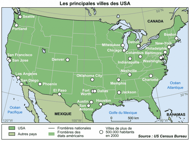 Carte USA - Villes principales