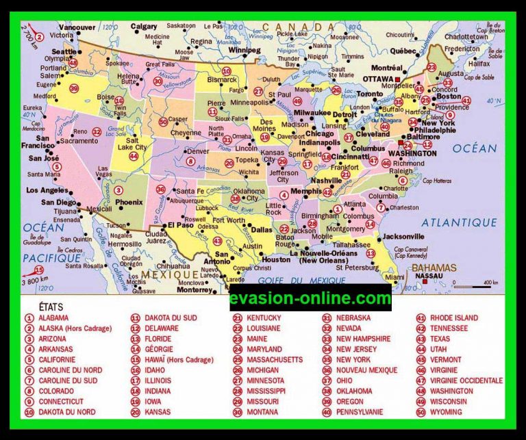 Carte des états unis Voyage Carte Plan