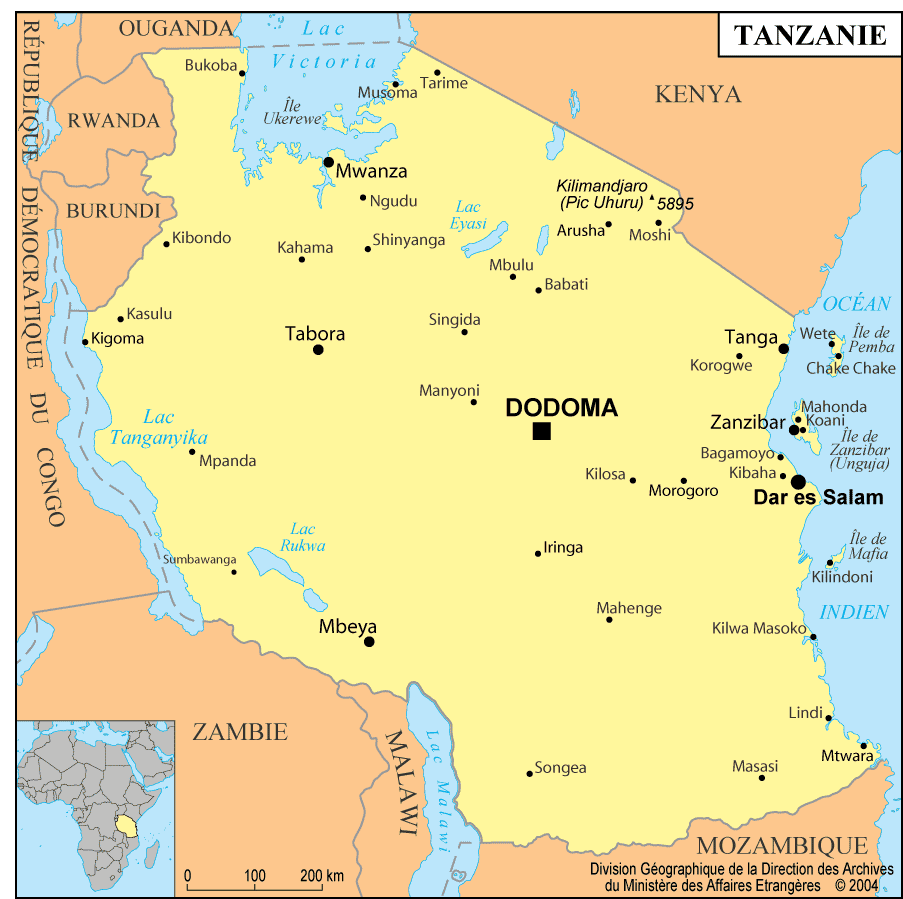 Carte de Tanzanie