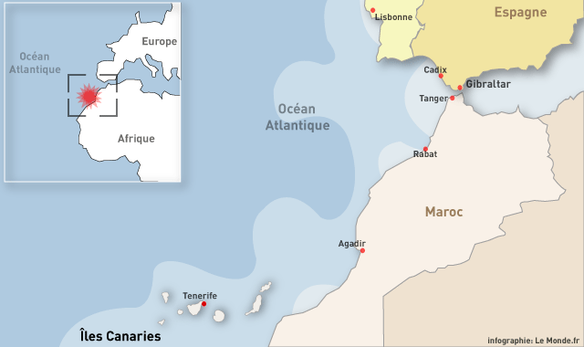 Carte des Canaries - Situation dans le monde