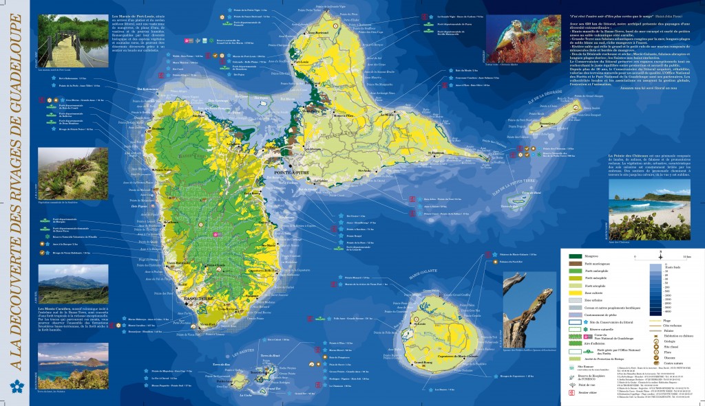 Grande carte touristique de la Guadeloupe