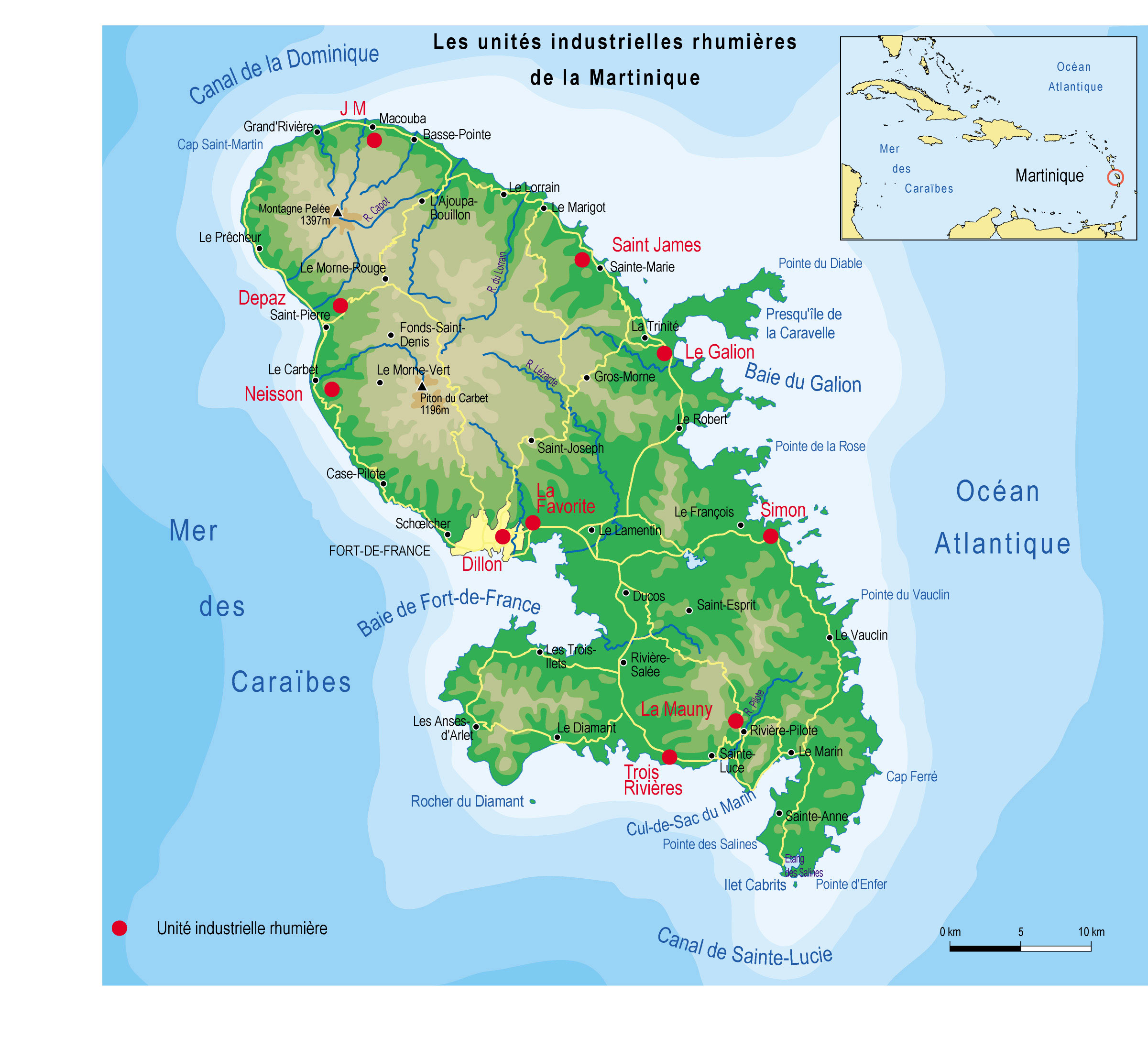 carte routière de la Martinique