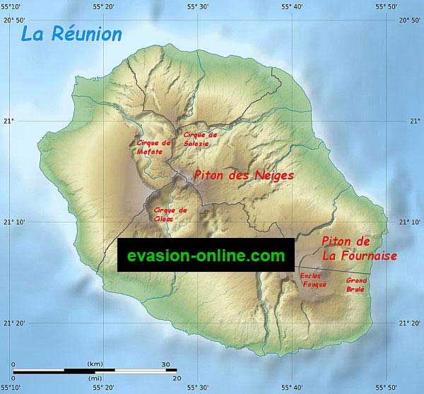 La Réunion - Département - relief et topographie