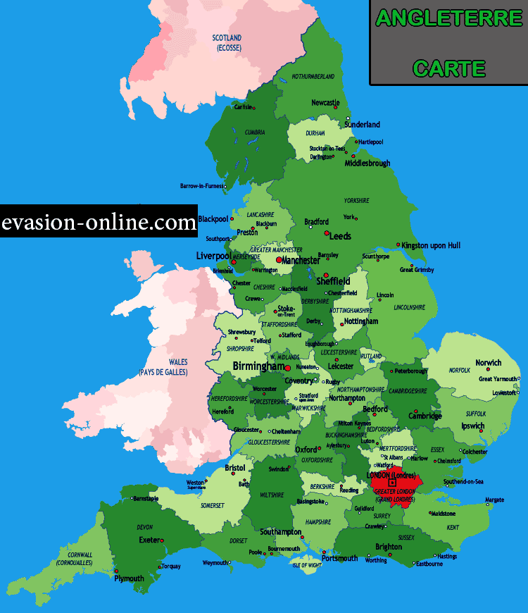 carte d angleterre avec villes