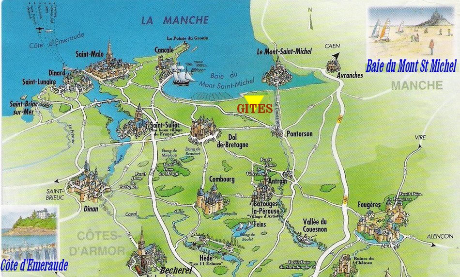Carte de Bretagne - baie du mont saint-michel
