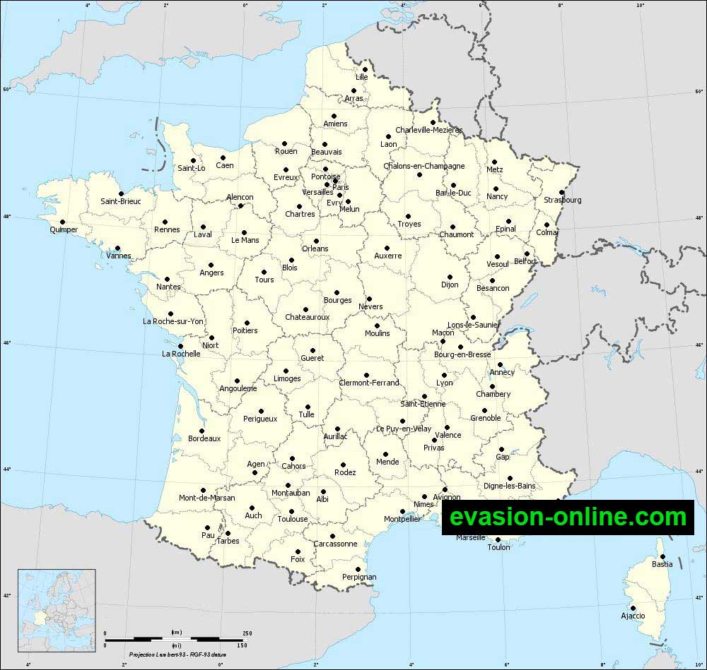 Carte de France détaillée touristique