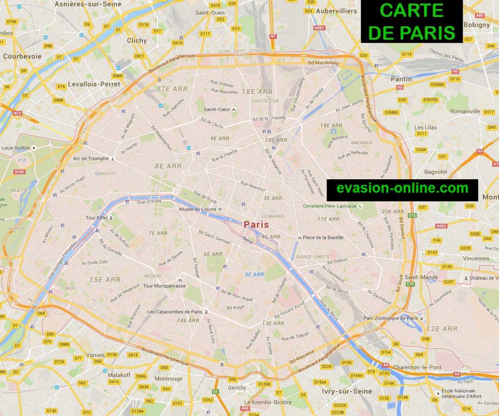 Carte Paris Avec Arrondissements Et Monuments Info ≡ Voyage Carte Plan 0284