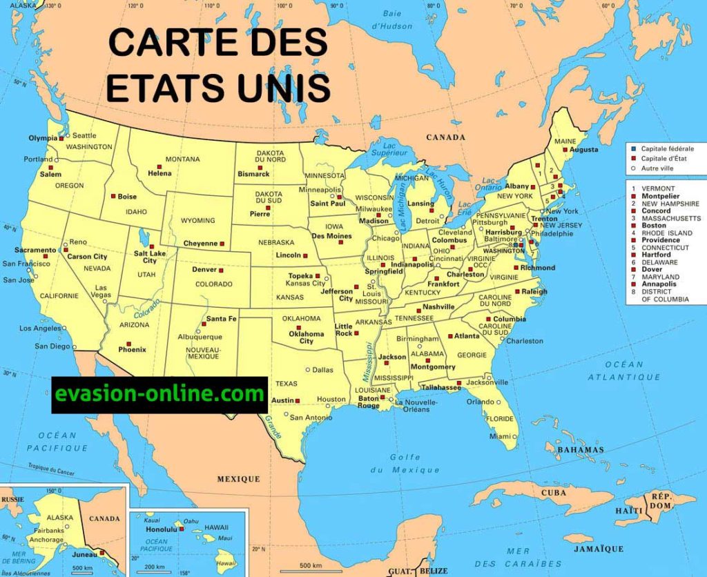 Carte des états unis
