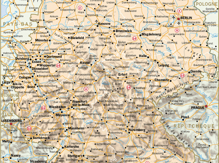 Carte Allemagne détaillée