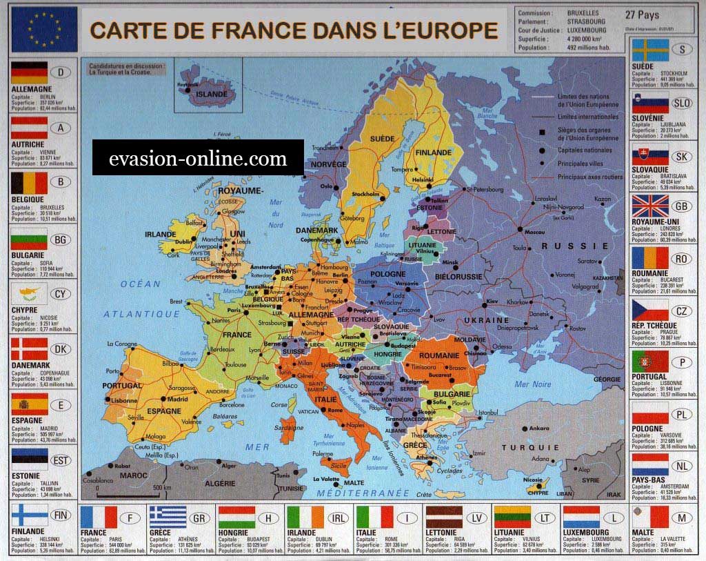 Carte d'Europe - Géographie de la France