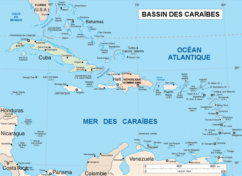 Carte Guadeloupe-Martinique - caraïbes